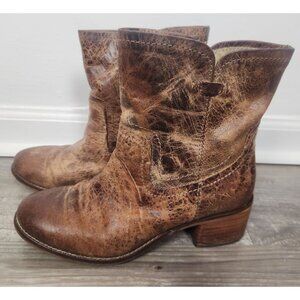 Diba True Women's Sz. 7 West Haven Distressed Brown Leather Western Booties